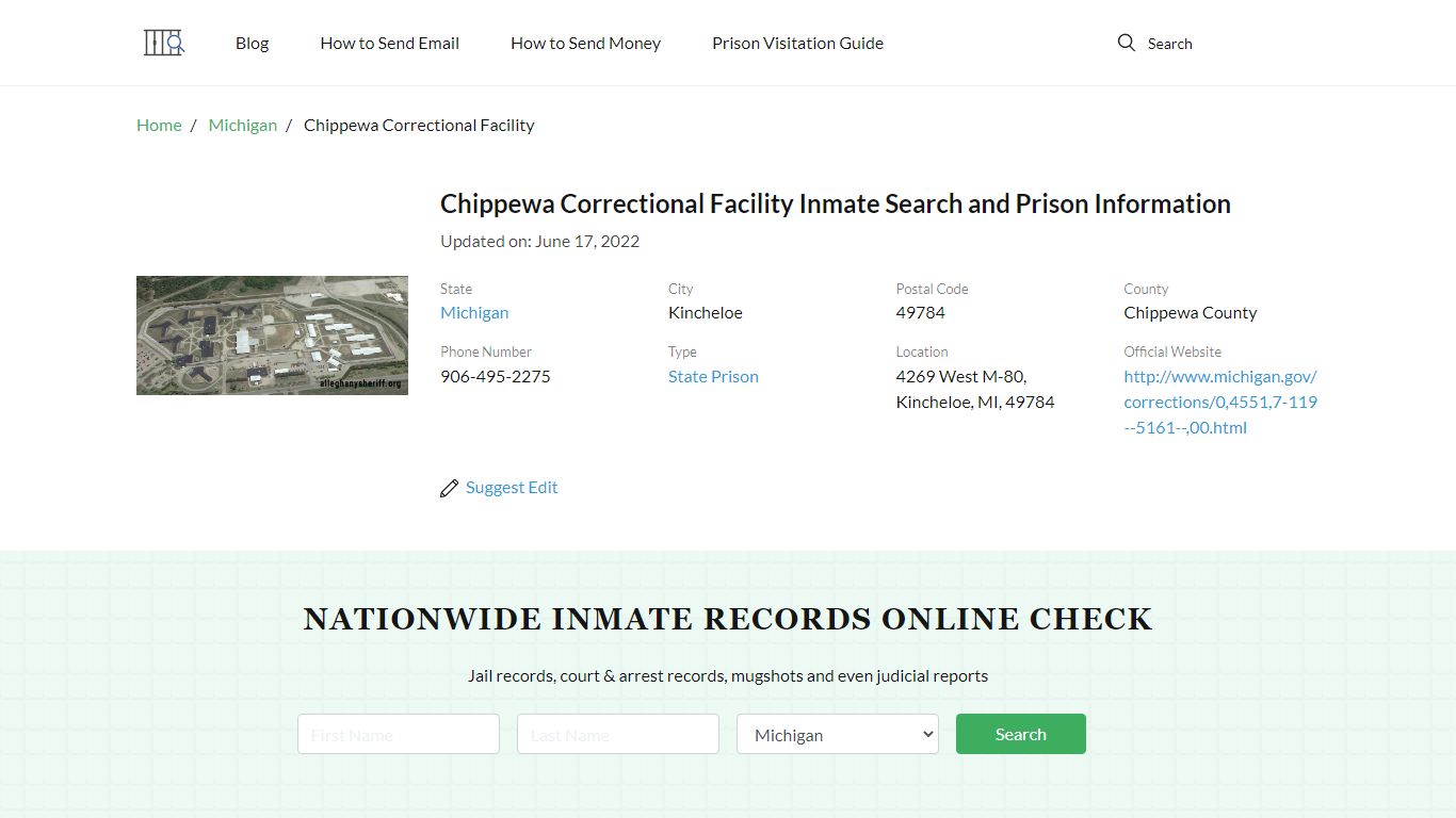 Chippewa Correctional Facility Inmate Search, Visitation ...