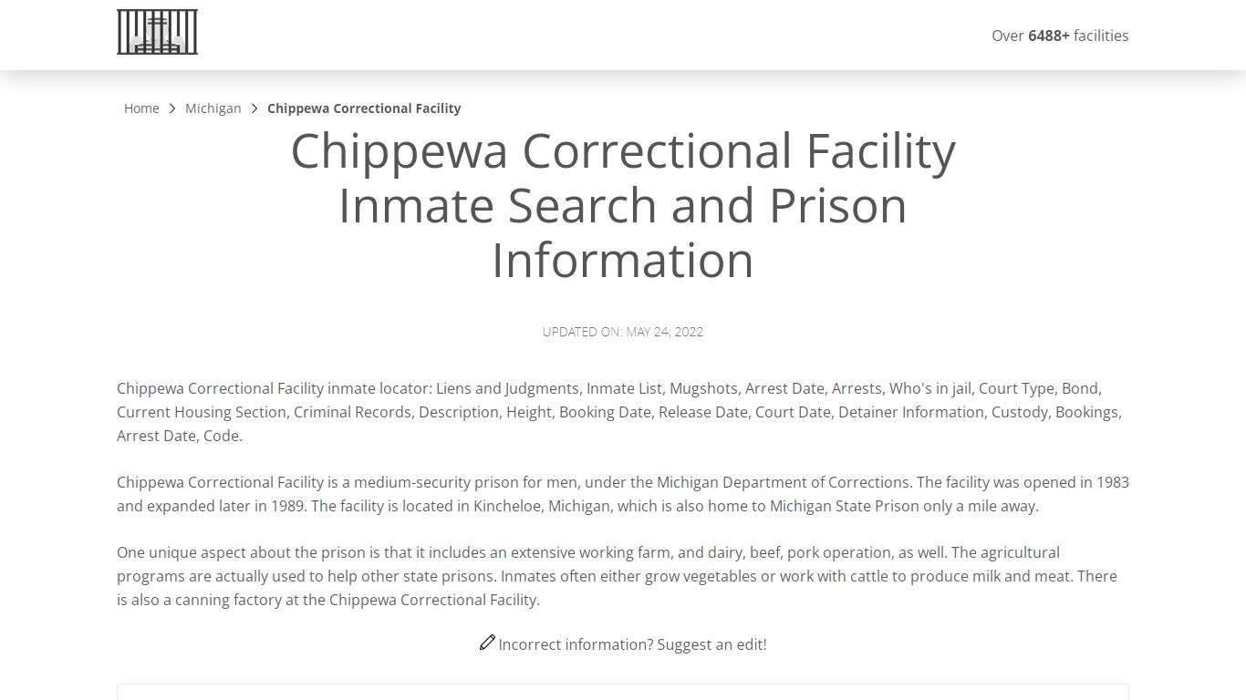 Chippewa Correctional Facility Inmate Search, Visitation ...